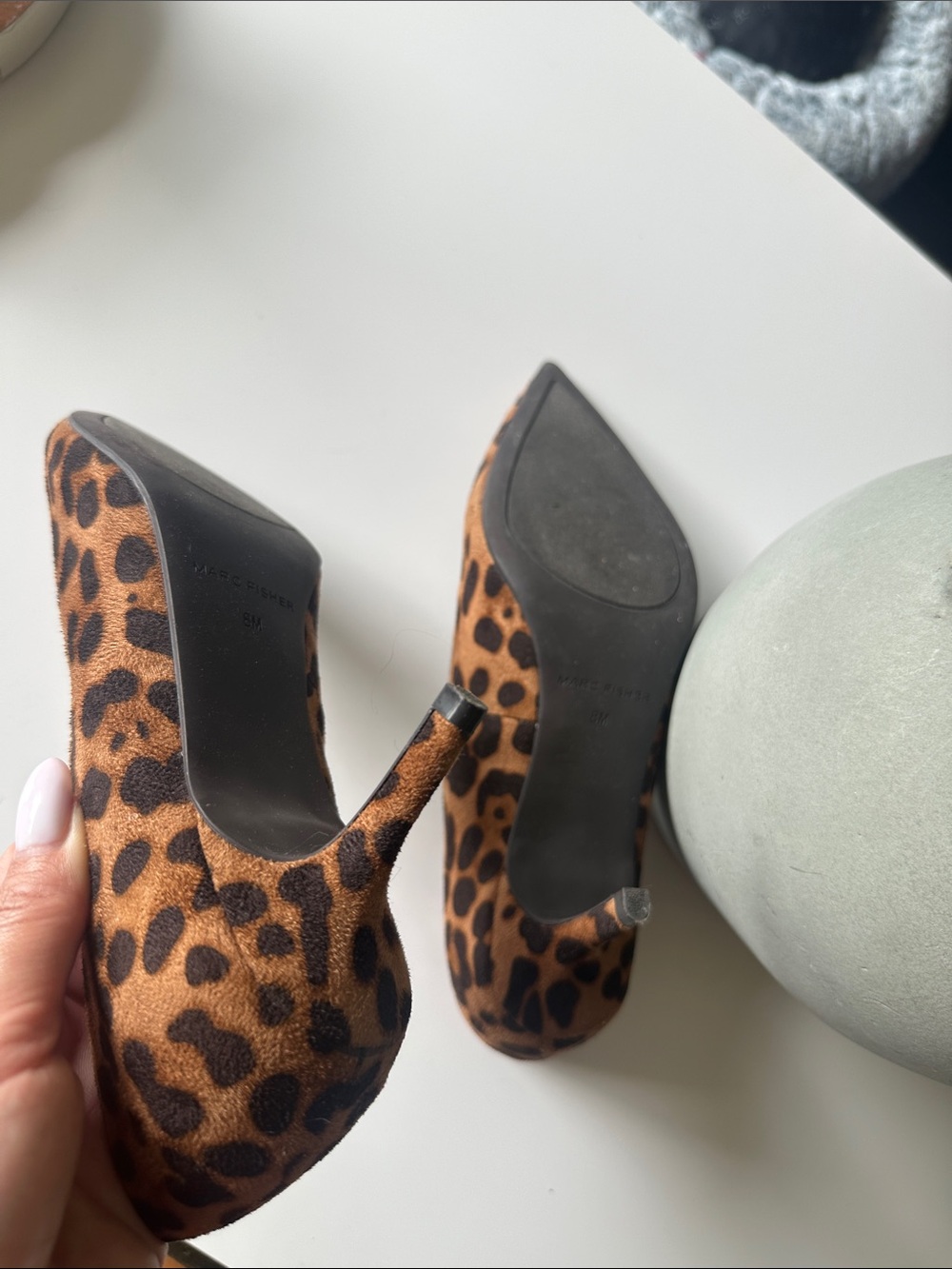 Marc Fisher Leopard-Print Pointed Toe Pumps in Brown and Black - Picture 3 of 4